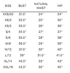 Dress size chart female